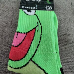 LIME GREEN KERMIT THE FROG CREW SOCKS SIZE 9 - 13 WOMEN'S